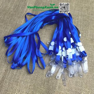 Dây đeo thẻ kẹp nhựa, dây lụa (màu xanh, đỏ) (Cái)
