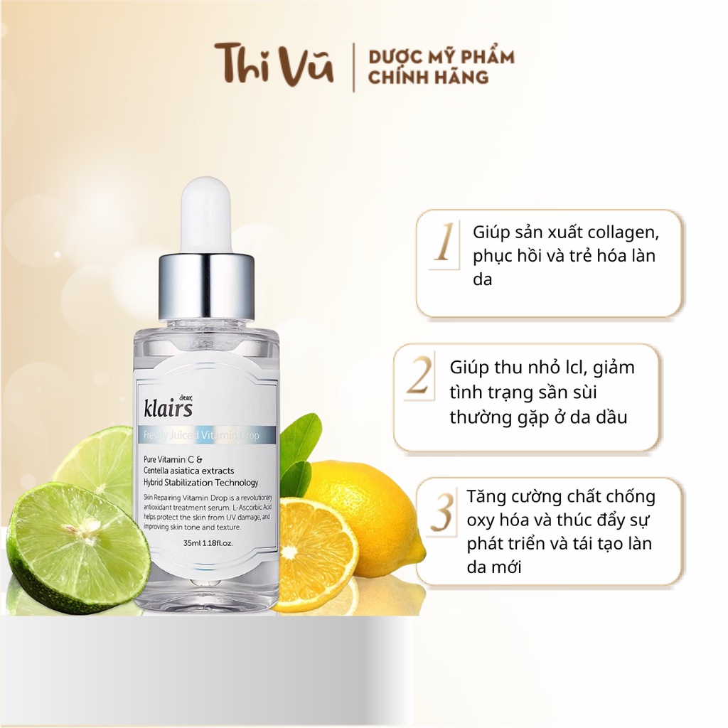 Tinh chất làm sáng da Dear Klairs Freshly Juicy Pure Vitamin C 35ml - Thi Vũ