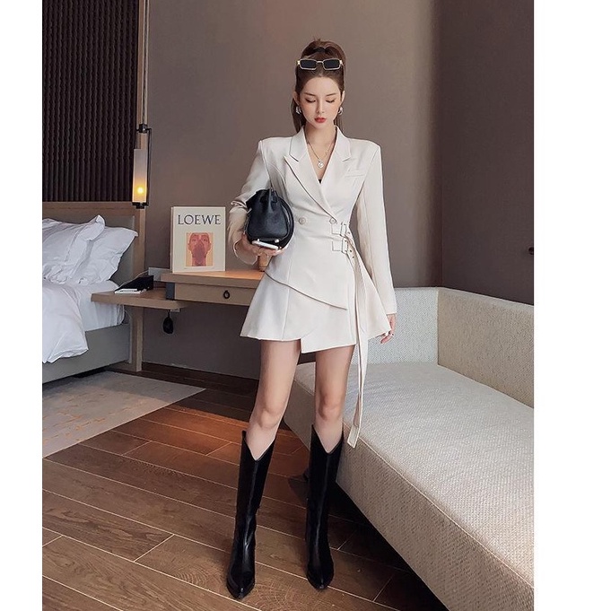Ảnh thật 4 hình cuối-2W193.Đầm blazer thắt đai thời trang sang chảnh Hàn Quốc