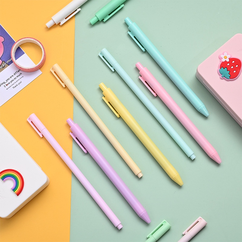 Bút bi nước mực gel HAKI, bút bi cute mực đen ngòi 0.5mm màu macaron dễ thương B06