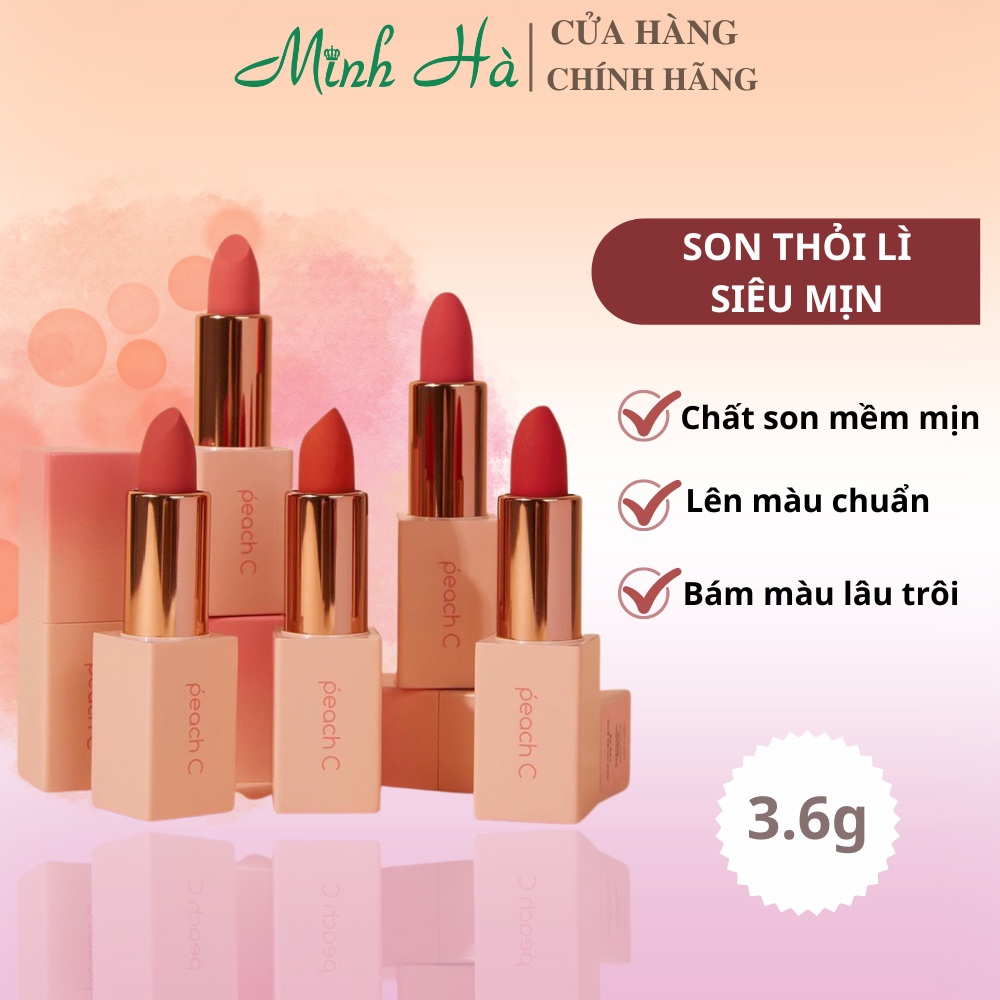 Son thỏi Peach C Easy Matte Lipstick 3.6g chất lì siêu mịn