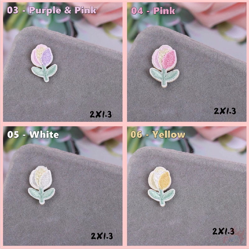 ✿ Miếng Dán Trang Trí Hình Hoa Tulip Xinh Xắn ✿ 1 Miếng Dán Ủi Lên Quần Áo & Túi Xách Thêu Hình Chim Ruồi