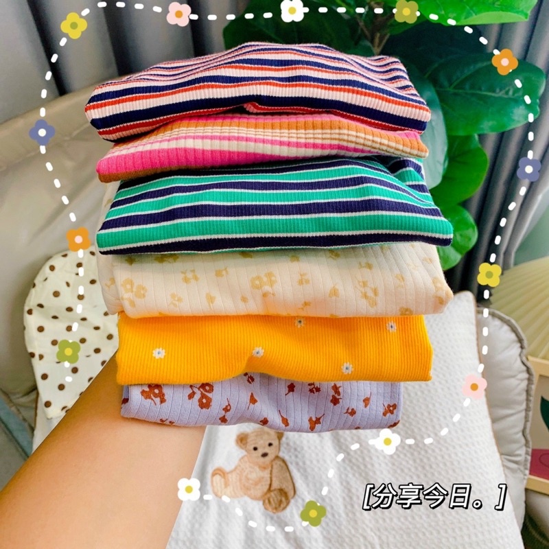 Áo thun dài tay bé gái len tăm siêu đáng yêu