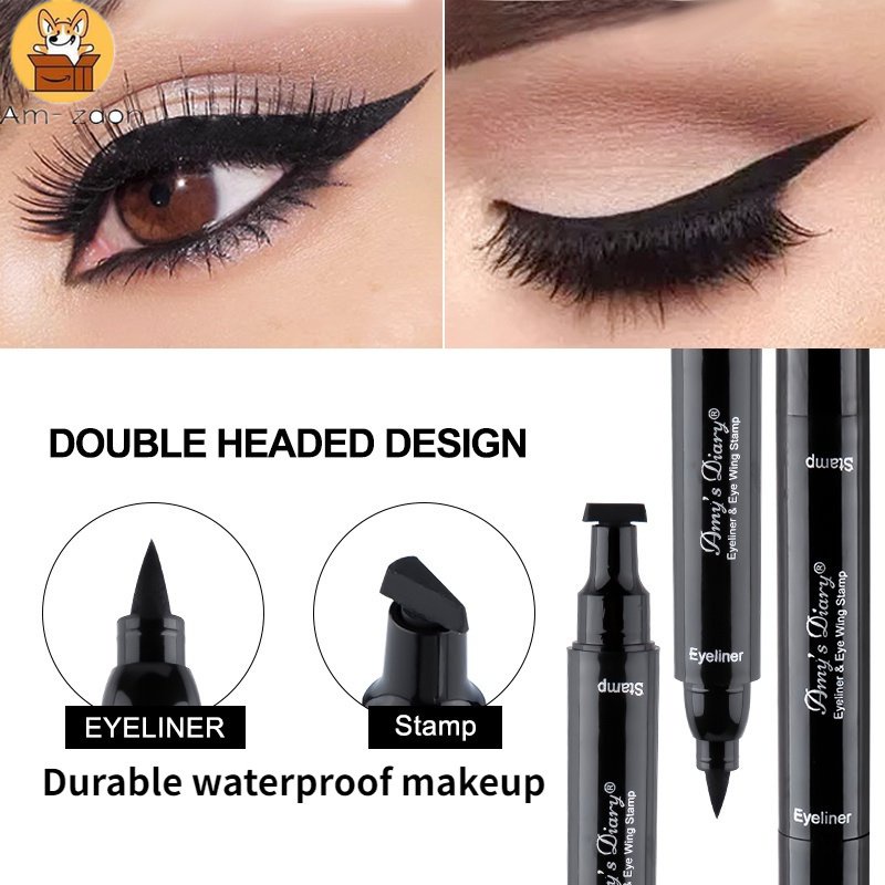 Bút Kẻ Mắt Dạng Lỏng 2 Trong 1 Màu Đen Tự Nhiên Lâu Trôi Chống Thấm Nước Dành Cho Người Mới Tập Trang Điểm