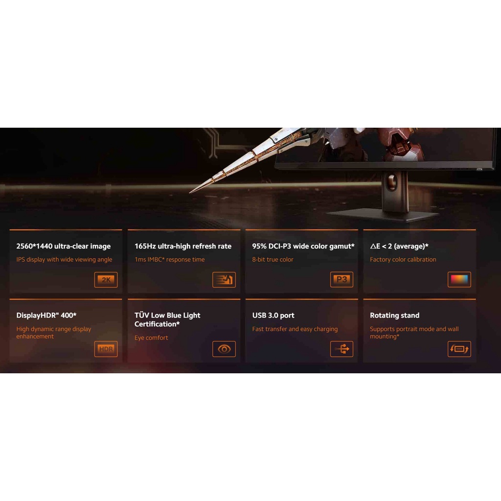 YeuXiaomi_ Màn hình máy tính Gaming Xiaomi 2K Monitor 27 Inch 165Hz 1ms HDR 400 Low Blue Light cổng USB 3.0