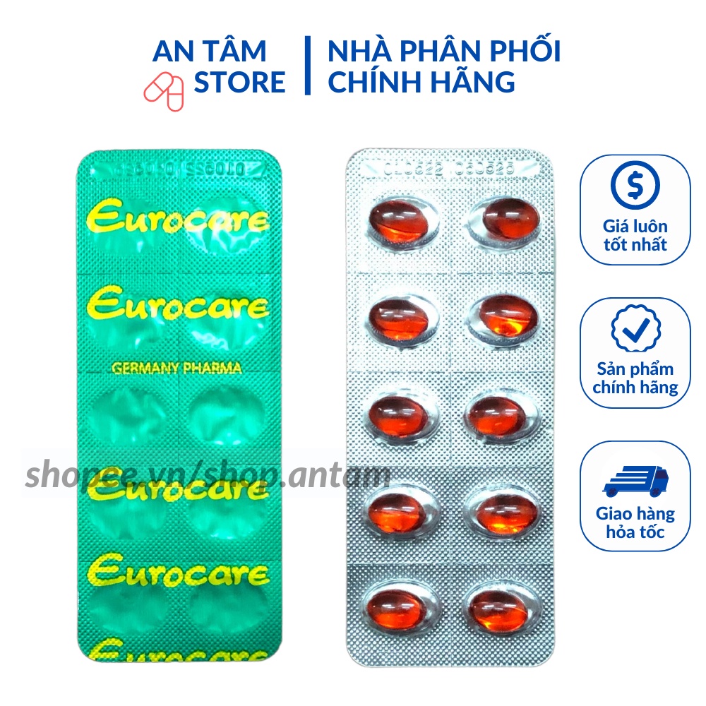 Viên uống Eurocare  Giảm ho, thông thoáng mủi họng.
