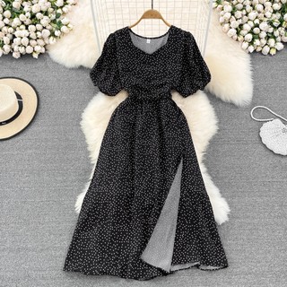 Đầm Maxi Tay Ngắn Cổ Chữ V Dáng Rộng Thời Trang Mùa Hè Phong Cách Pháp Cổ Điển Cho Nữ