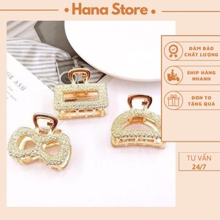 Combo 2 Kẹp Tóc Càng Cua Hàn Quốc Vân Nổi Vàng Sang Chảnh_LAYANA STORE
