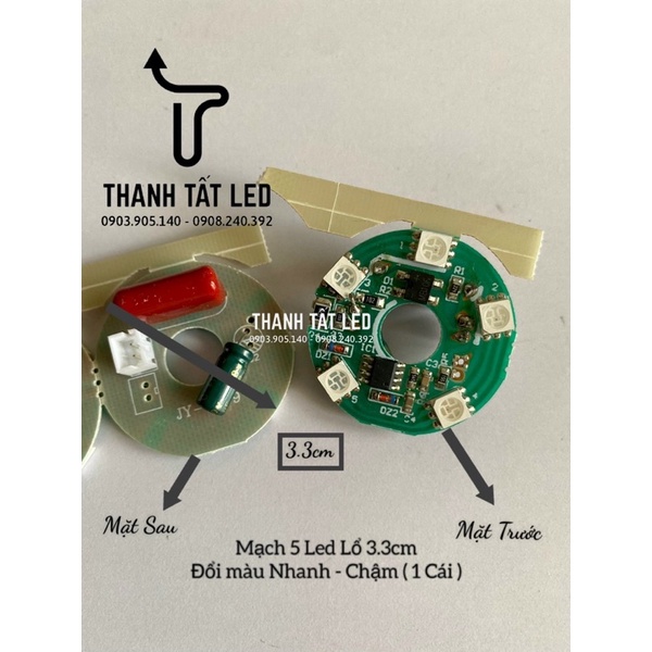 ✨ Bo mạch led đổi màu dùng cho tất cả đèn thờ pha lê 1 Cái Bo 5 Led Lổ 3.3 cm siêu bền siêu sáng