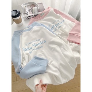 Sweater raglan in chữ Santa monica