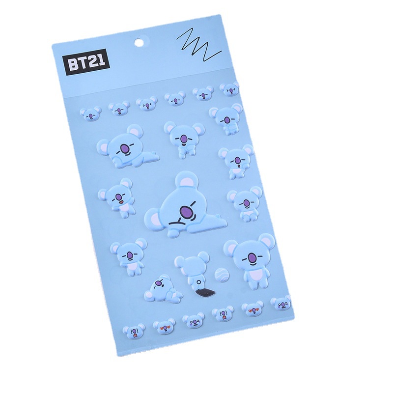 Miếng Dán PVC 3D Chống Nước Hình BTS BT21 Dễ Thương Trang Trí Sổ Tay DIY
