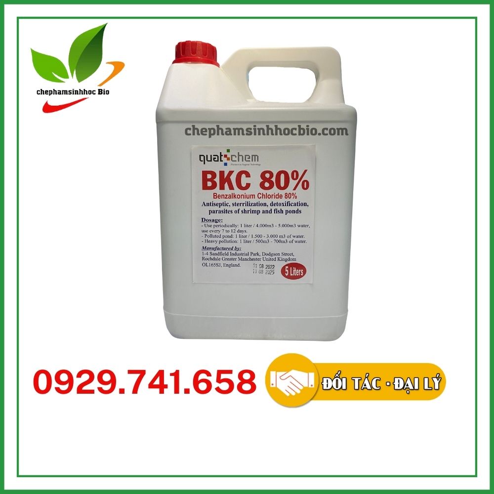 BKC 80%. Sản phẩm xử lý nước ao nuôi cá. Can 5l