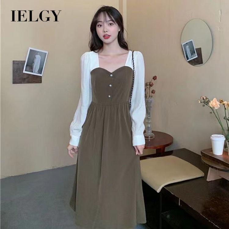 IELGY IELGY Đầm Dài Tay plus size Phong Cách Pháp Ngọt Ngào Cho Nữ