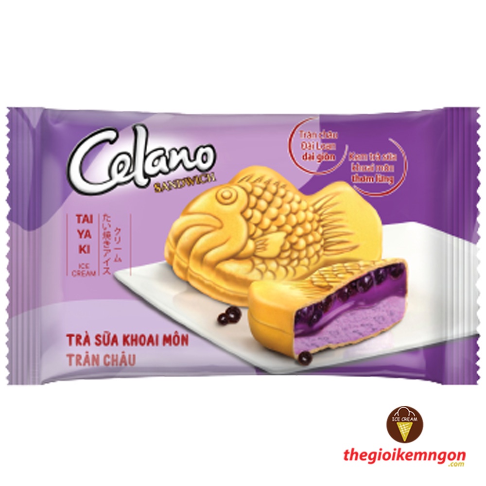 Kem bánh cá trà sữa khoai môn trân châu Taiyaki Celano (100ML)
