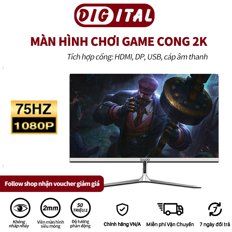 Màn hình máy tính 24 inch Màn hình cong / phẳng Độ phân giải 1920x1080 sắc Mặt cong 1800R Một máy đa dụng-Bảo hành
