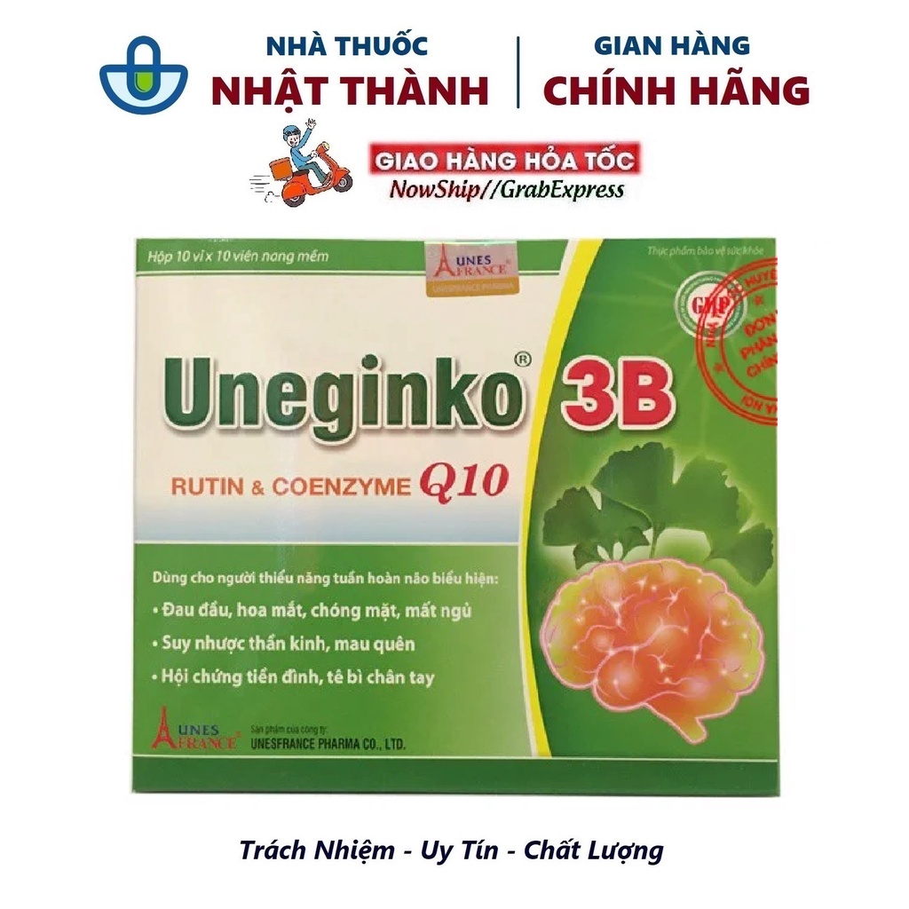 Viên uống bổ não Uneginko 3B- Hộp 100 viên- Nhà thuốc Nhật Thành