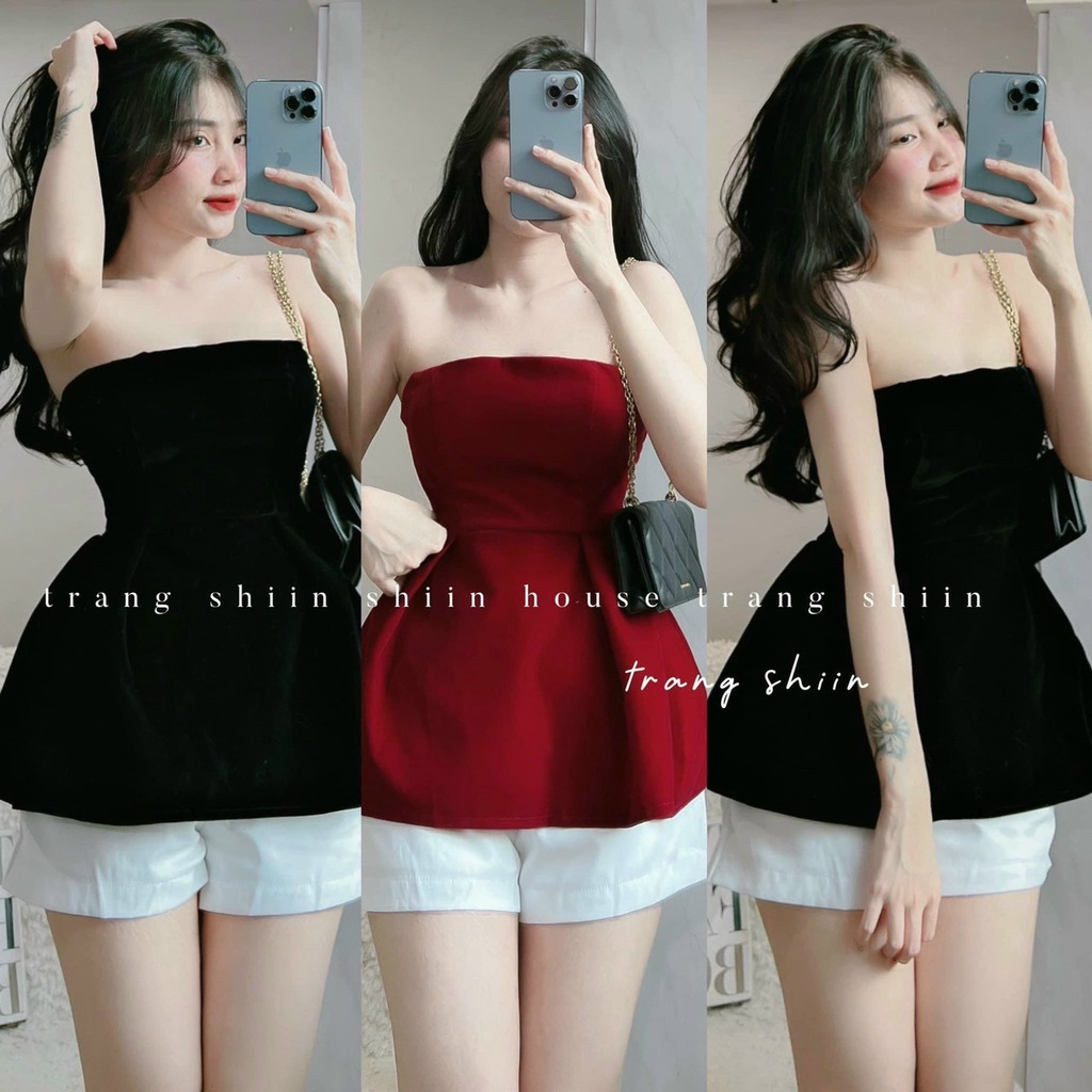 [11.11 Sale Freeship] Set thời trang xinh xắn,set bộ áo nhung cup ngực ôm eo kèm quần short chất for đi chơi dạo phố mtb