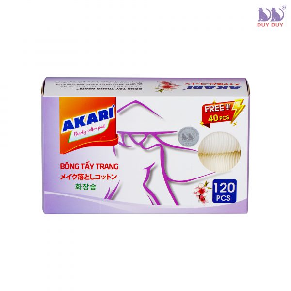 Bông tẩy trang AKARI Nhật Bản 160 miếng, bông to, mềm