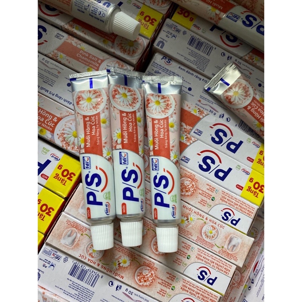 Kem đánh răng PS muối hồng và hoa cúc- Hàng tặng 30 g