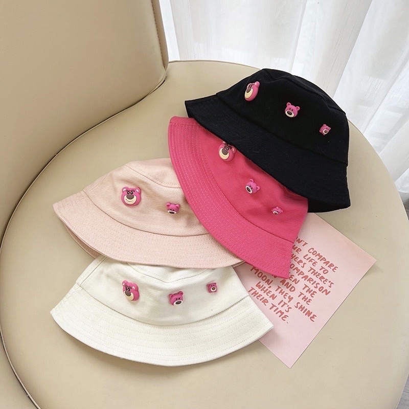 Nón Tai Bèo Che Nắng Mũ Gấu Dâu Lotso Dễ Thương Phong Cách Hàn Quốc Cho Bé