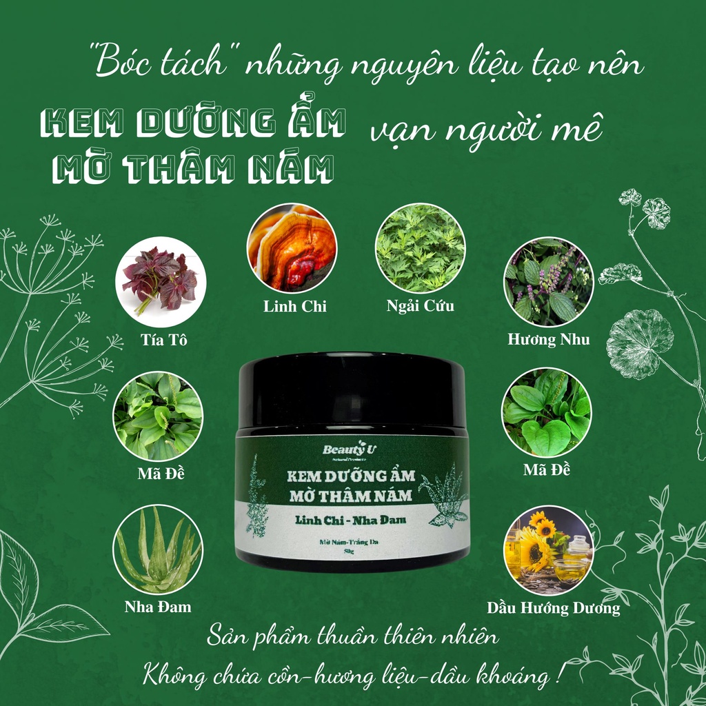 Kem Nám Tàn Nhang Dưỡng Ẩm Trắng Da Ngừa Lão Hóa BeautyU 50g