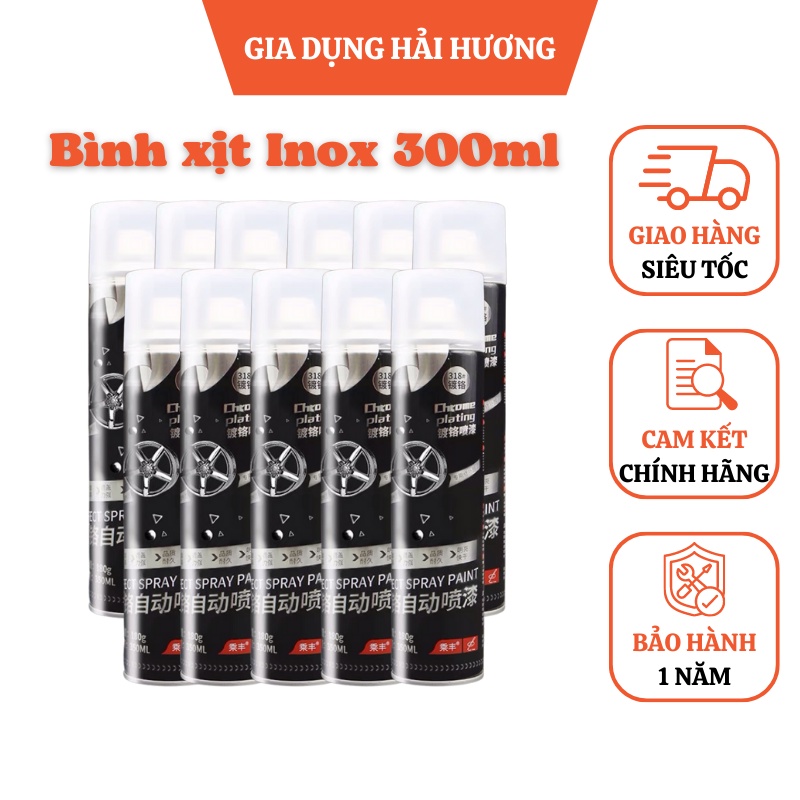 Sơn xịt Platinum phủ inox 350ml bảo vệ làm mới kim loại, chống han rỉ bong tróc sơn xe sơn ống nước