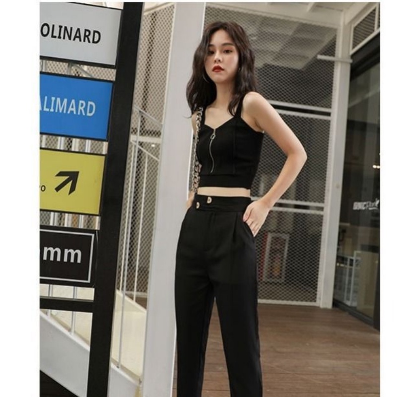 Áo camisole Sát Nách Phối Khóa Kéo Quyến Rũ Cho Nữ