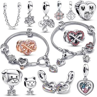 Vòng tay chuỗi hạt pandora xếp hình trái tim chia đôi tình bạn an toàn mới