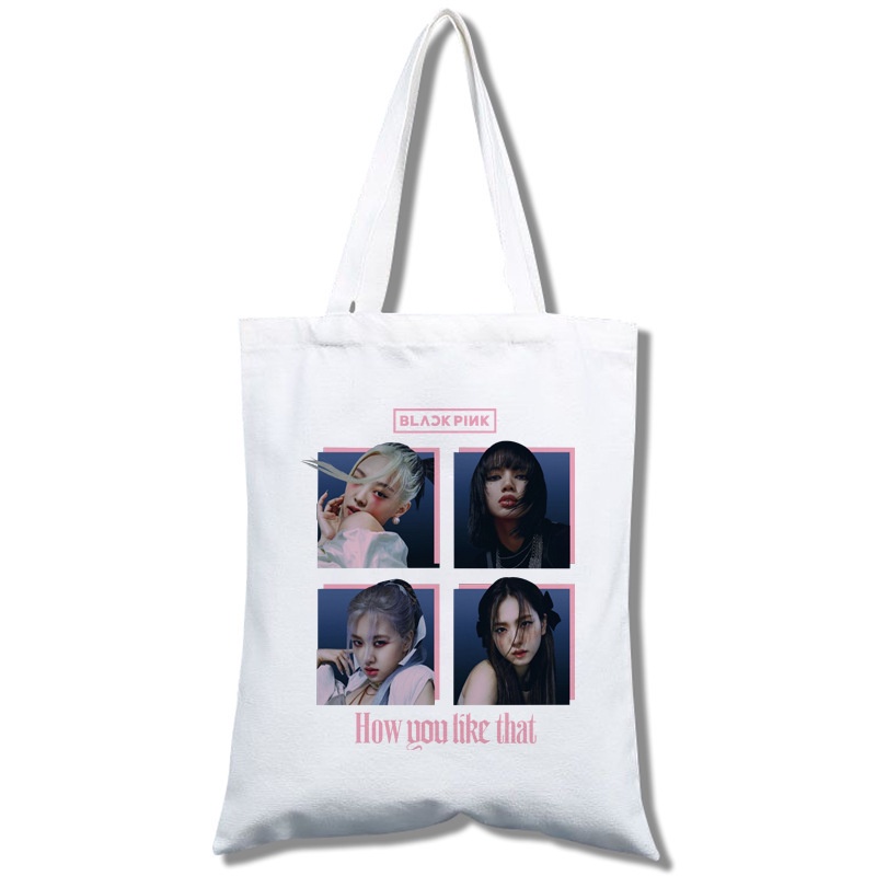 Túi Xách Vải Canvas Đeo Vai In Hình Blackpink JISOO LISA Ros JENNIE Sức Chứa Lớn Thời Trang Cá Tính Dành Cho Học Sinh