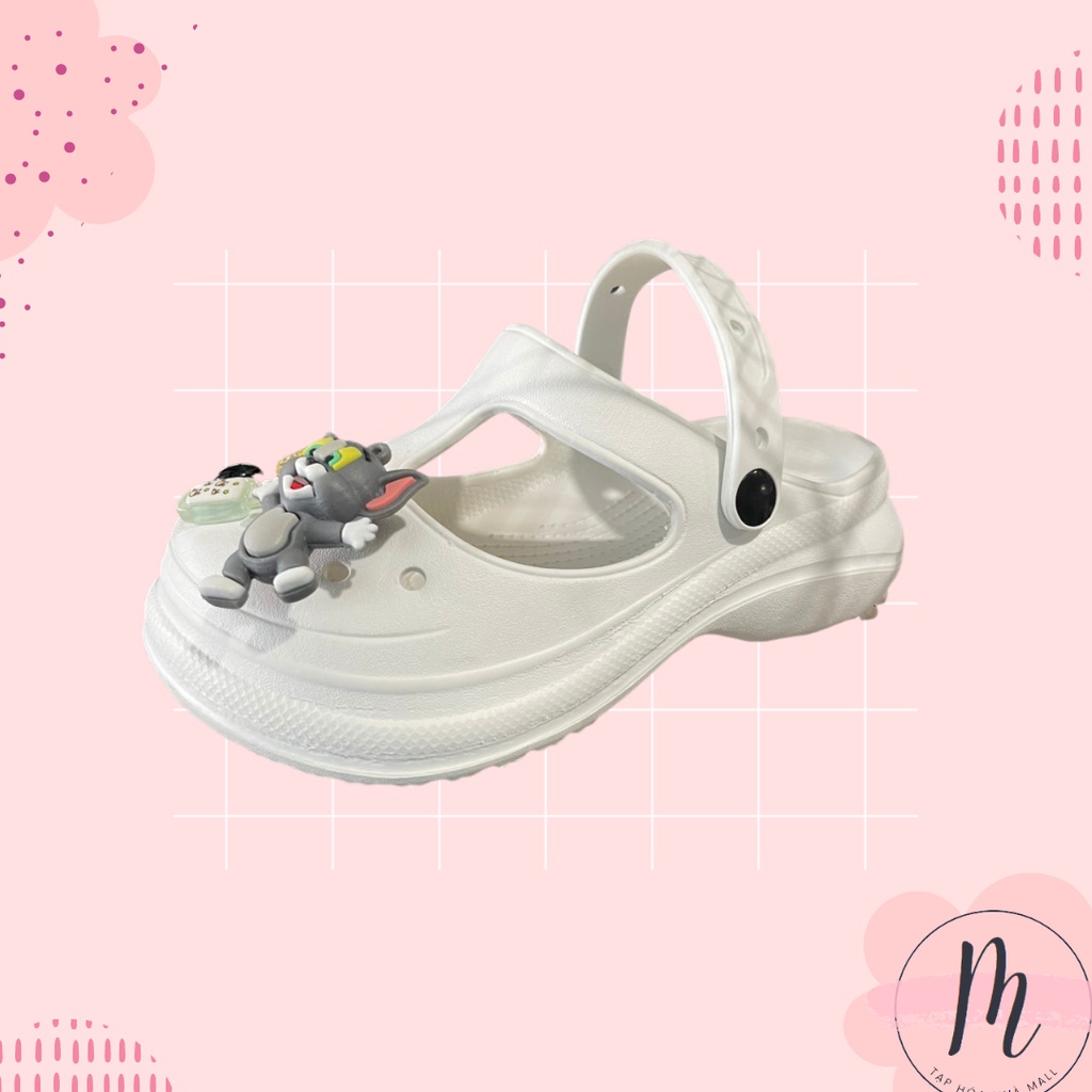Dép sandal nữ đế chaos cong độn đế 5cm dễ thương tặng kèm bộ sticker