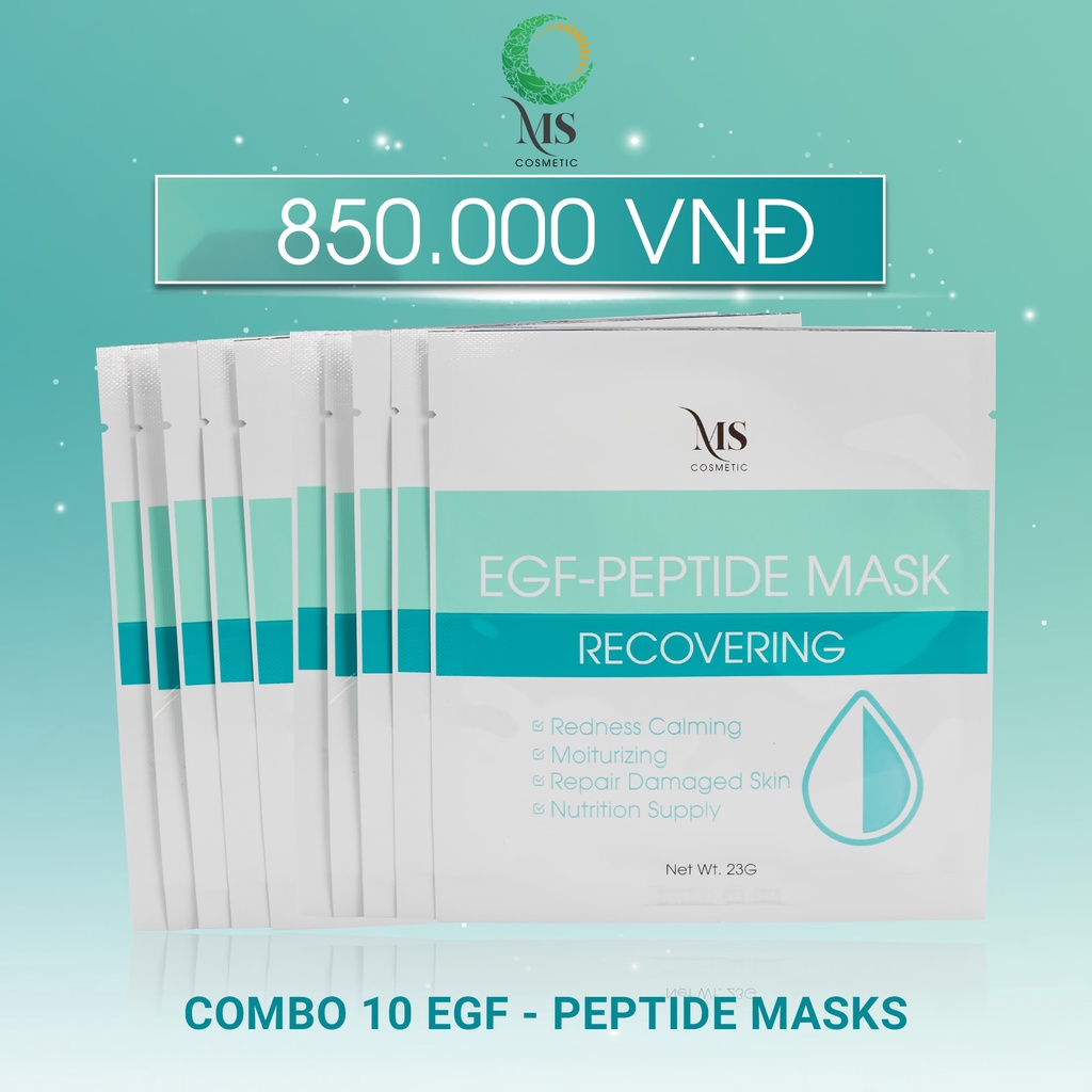 COMBO 10 Mặt nạ thạch MS EGF - Peptide Mask dưỡng ẩm, mặt nạ thạch phục hồi và tái tạo da (1 miếng - 23g) - MS COSMETIC