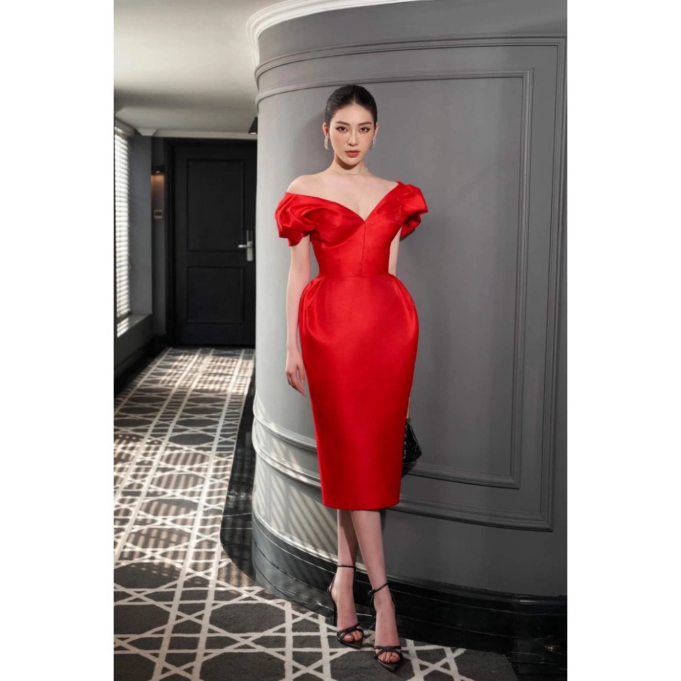 Đầm ôm body hở vai xẻ ngực xếp ly eo (HÀNG CAO CẤP) cao cấp dạ hội dự tiệc đám cưới đi biển bigsize