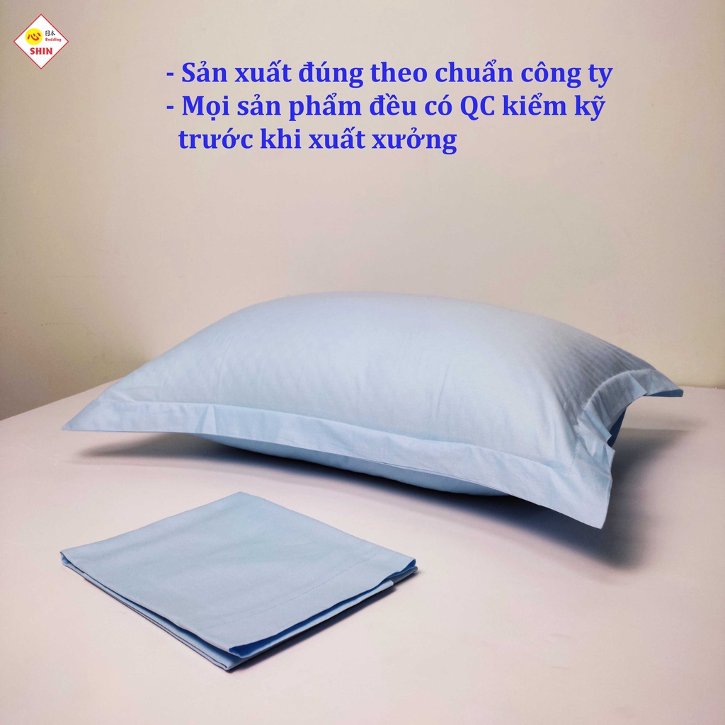 Cặp vỏ gối cotton tự nhiên cao cấp 50x70cm màu xanh da trời