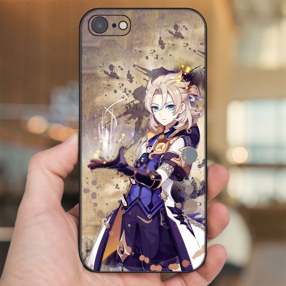 Ốp lưng iPhone 7, 8 dẻo đen cạnh vuông in hình Albedo Genshin Impact