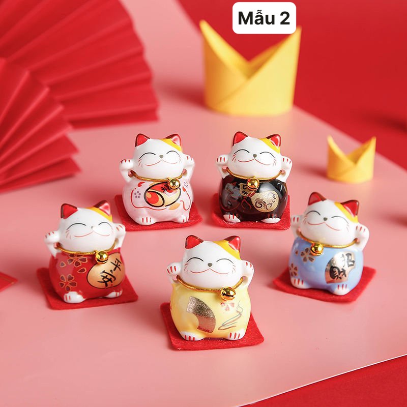 SET 5 MÈO THẦN TÀI MINI CHIÊU TÀI LỘC (HỘP NHỰA TRONG)