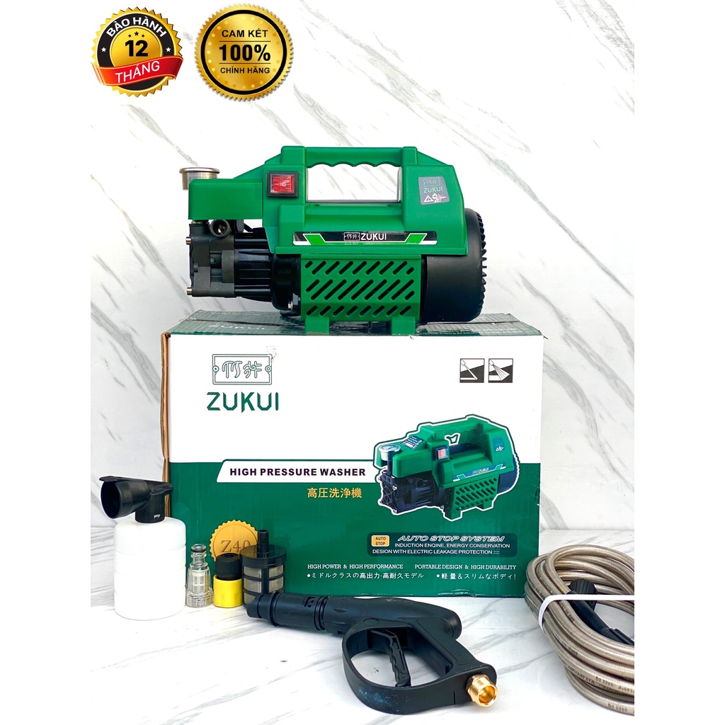 Máy rửa xe zukui 2400w z40 thế hệ 2022 siêu mạnh tặng bình bọt tuyết