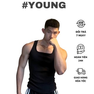 Áo tank top young - 3 lỗ thun gân cao cấp - cổ vuông form body