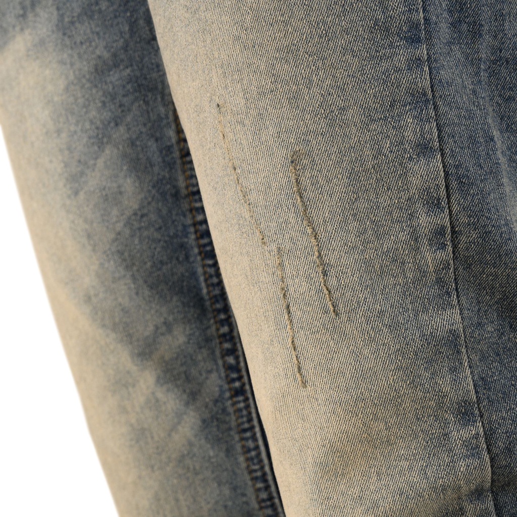 Quần jean nam cao cấp streetwear Q23, màu wash bụi bậm có khóa kéo ống, form slimfit,  chất jean co giãn thoải mái.