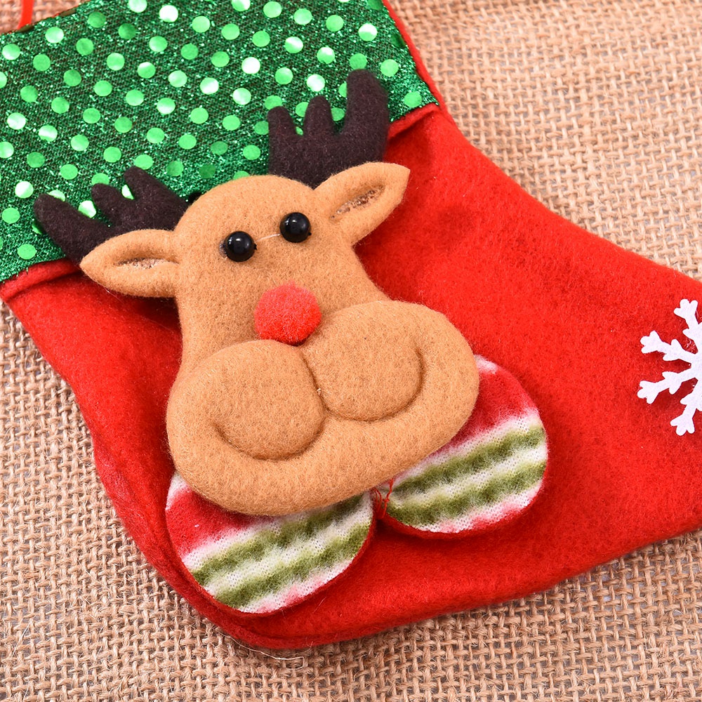 Túi Đựng Kẹo Hình Chiếc Tất Đính Kim Sa Lấp Lánh Dễ Thương Trang Trí Cây Thông Giáng Sinh