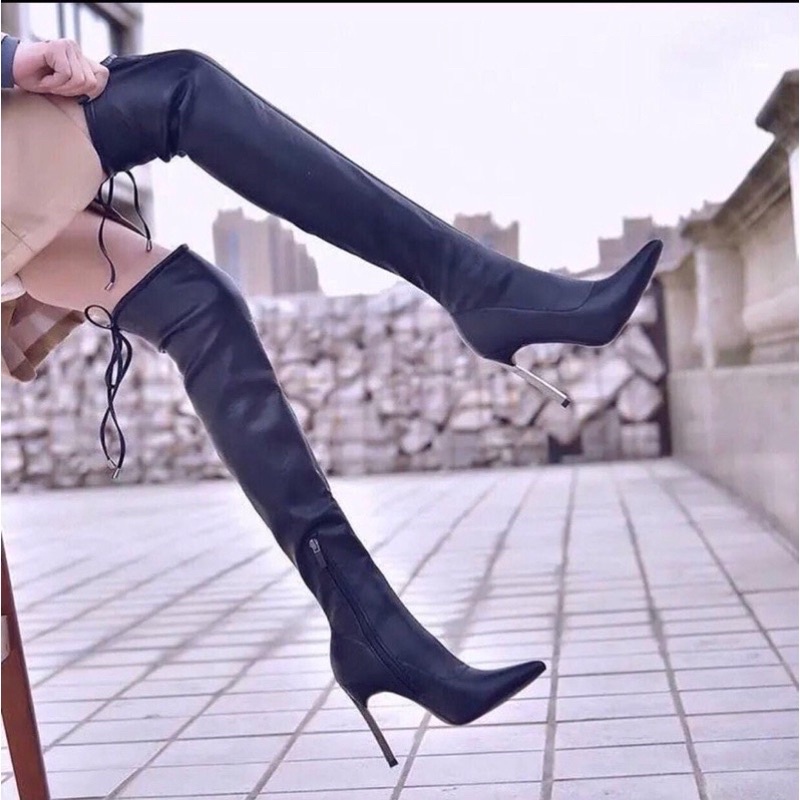 Sẵn Bốt đùi qua gối cao 9cm sang chảnh fullbox