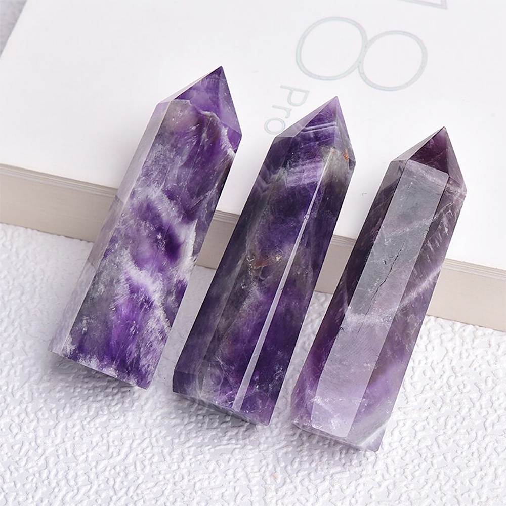 Đũa Chữa Bệnh Bằng Pha Lê Thạch Anh Tím Pha Lê| Đá Thạch Anh Reiki Chakra 6 Mặt Dùng Trang Trí Phòng