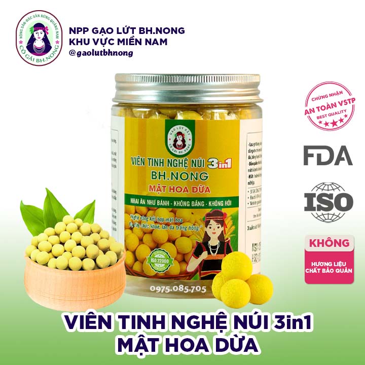 Viên Tinh Nghệ Núi, Sữa Ong Chúa Và Mật Hoa Dừa 3in1, Hỗ Trợ Tiêu Hoá, Giúp Đẹp Da - Cô Gái Bhnong