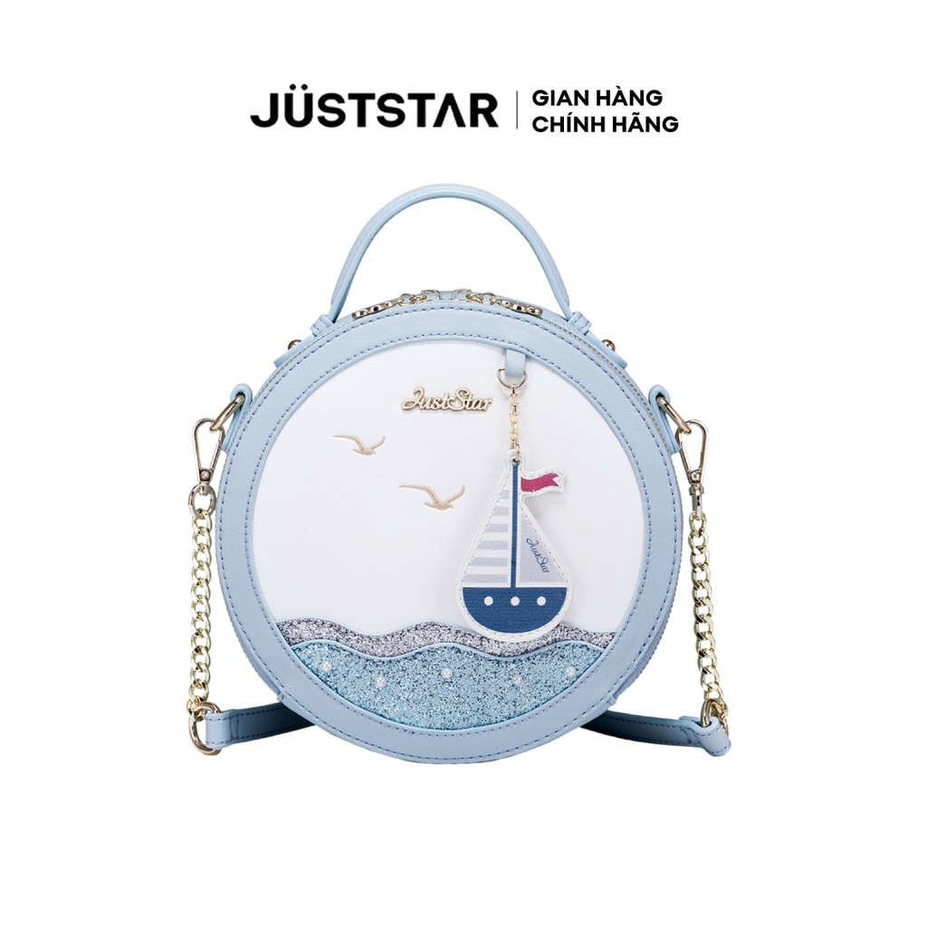 Túi Xách Nữ Tròn Đeo Vai JUST STAR DU171277-06 - Thêu Biển Xanh, Thiết Kế Có Quai Xách, Nhiều Ngăn Đựng Đồ, Đi Làm