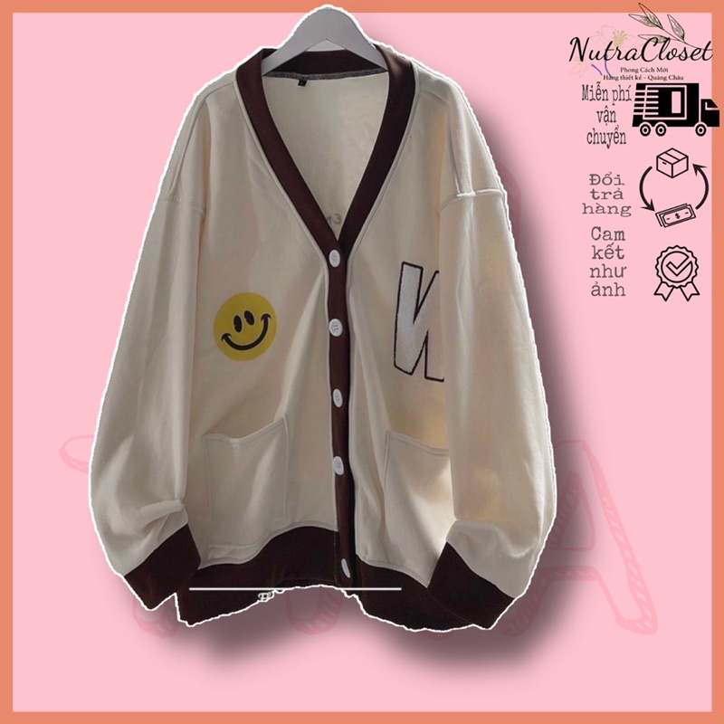 Áo khoác cardigan cài nút chất nỉ in hình unisex ulzzang nam nữ