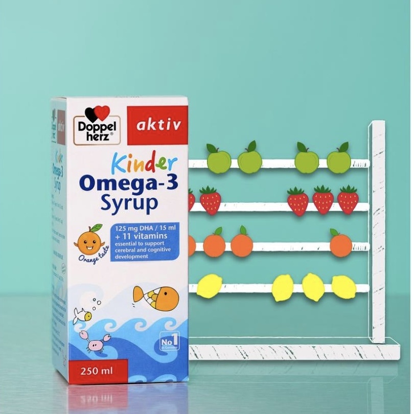 Bác Sĩ Cung Siro Bổ Sung Omega 3 Kinder Omega 3 Syrup - Bổ Não, Tăng Cường Thị Lực, Vitamin Cho Bé DoppelHerz (250ml)