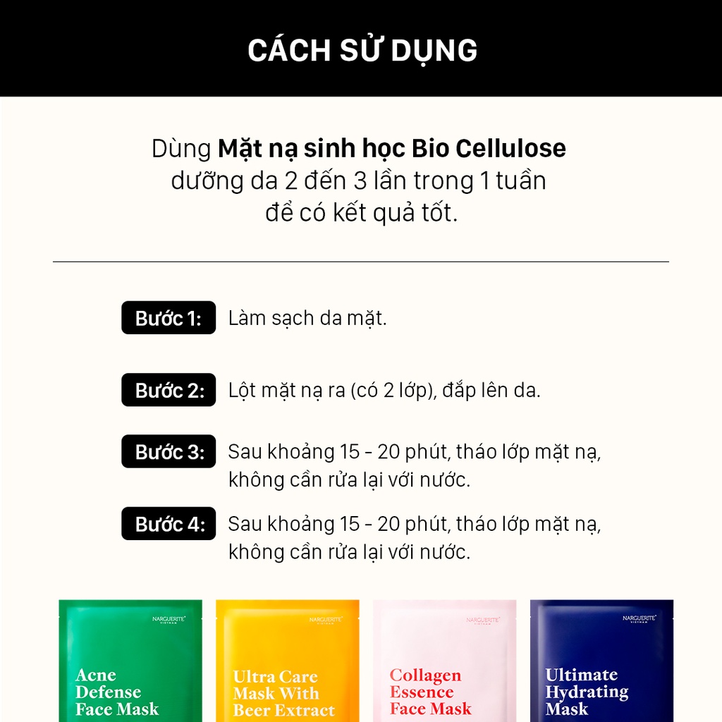 Mặt nạ sinh học dưỡng da Narguerite Bio Cellulose 23g