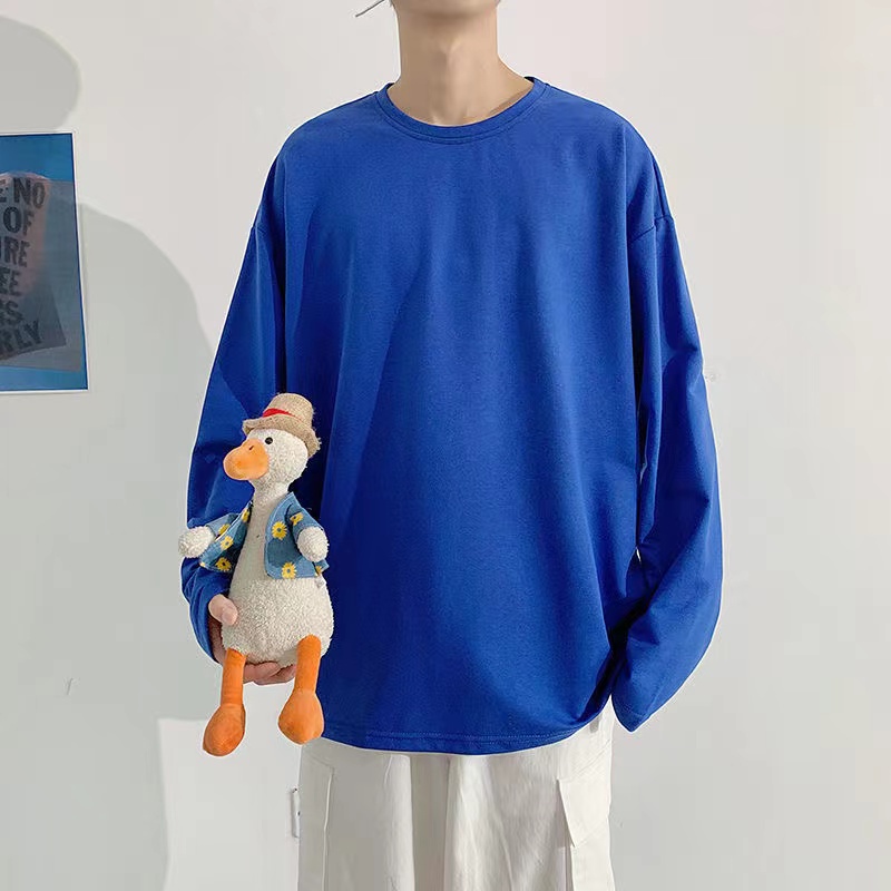 Áo Thun Tay Dài Dáng Rộng Mỏng Màu Sắc Đơn Giản Cỡ Lớn M-8XL Thời Trang Cho Nam