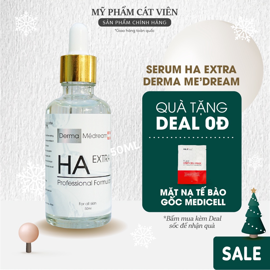 Serum tinh chất HA Derma, dưỡng ẩm cấp nước, kiềm dầu căng bóng da, se khít lỗ chân lông, trẻ hóa da - size nhỏ 50ml
