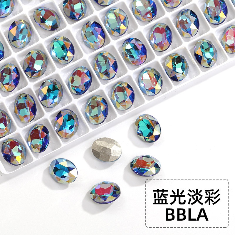 Mũi Khoan Kính Hình Oval K9 Tráng Men Đáy Nhọn Trang Trí Móng Tay Chất Lượng Cao DIY Mới