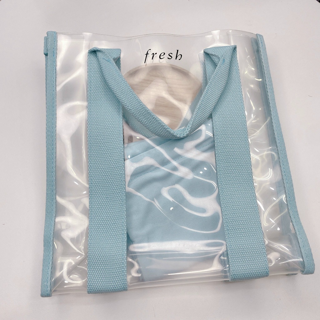 Set 2 Túi Tote FRESH Trong Suốt Phối Viền Xanh
